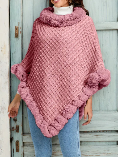 Värma Stickad Poncho | Tillsammans mot bröstcancer
